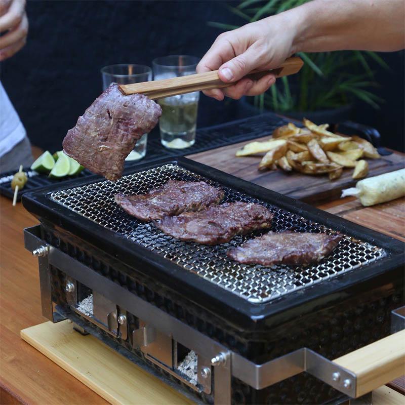 black ceramic kamado tabletop grill hot sale